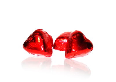 Chocolate Hearts with Red Foil